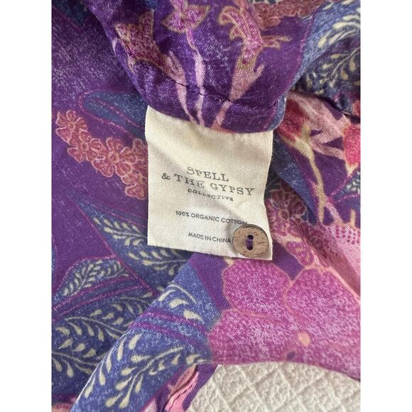 Spell & The Gypsy Bianca Blouse Boho Floral Tunic 100% Organic Cotton Size M - Picture 9 of 9